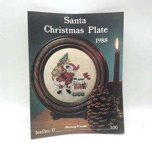 Vintage Cross Stitch Patterns, Santa Christmas Plate, 1988 Stoney Creek